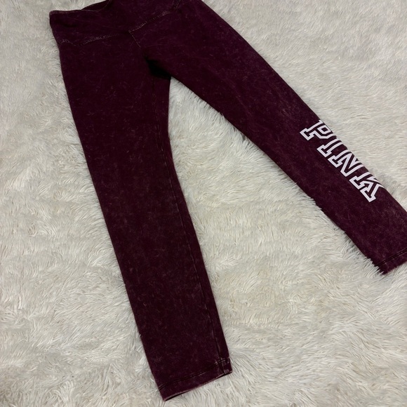 Victoria Secret PINK Cotton Washed Orchid Maroon High Waist Legging Logo Med - Picture 5 of 14
